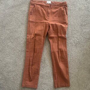 Women's Boutique Rust Linen Crop Pants Size Large
